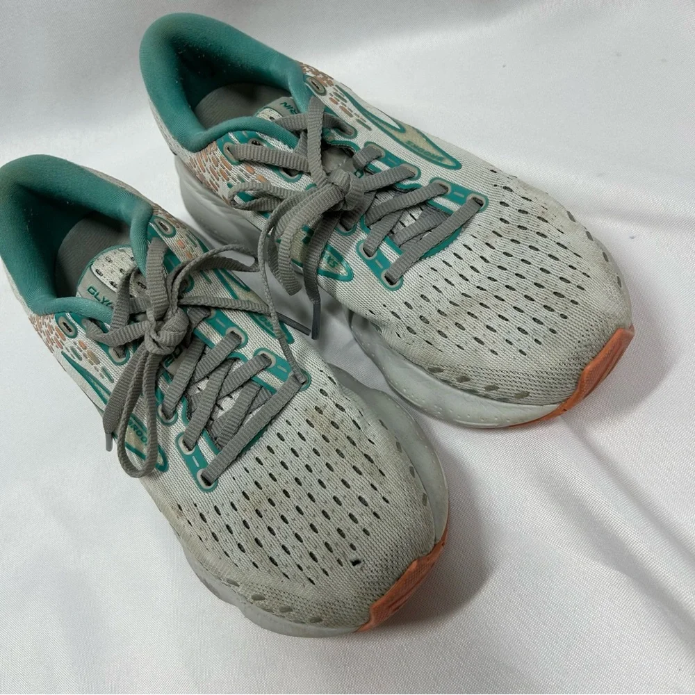 Brooks | Glycerin 20 Running Tennis Shoes White Teal Lace Up Women’s Size 7